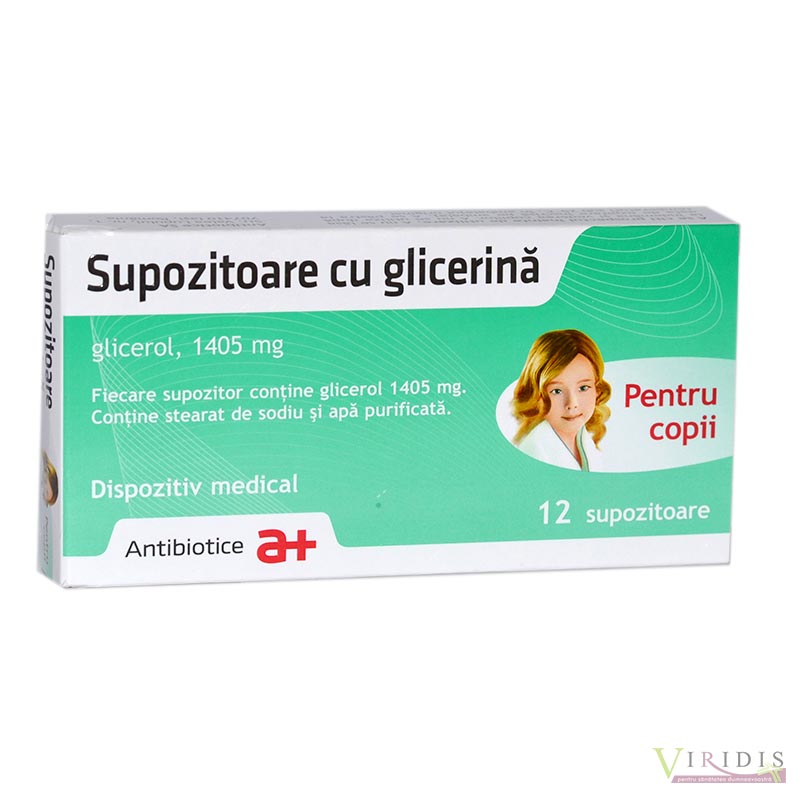 Supozitoare cu glicerină copii, 12 supozitoare, Antibiotice SA