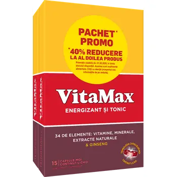 Vitamax 1 + 40% reducere la al doilea produs, 2 x 15 capsule, Perrigo