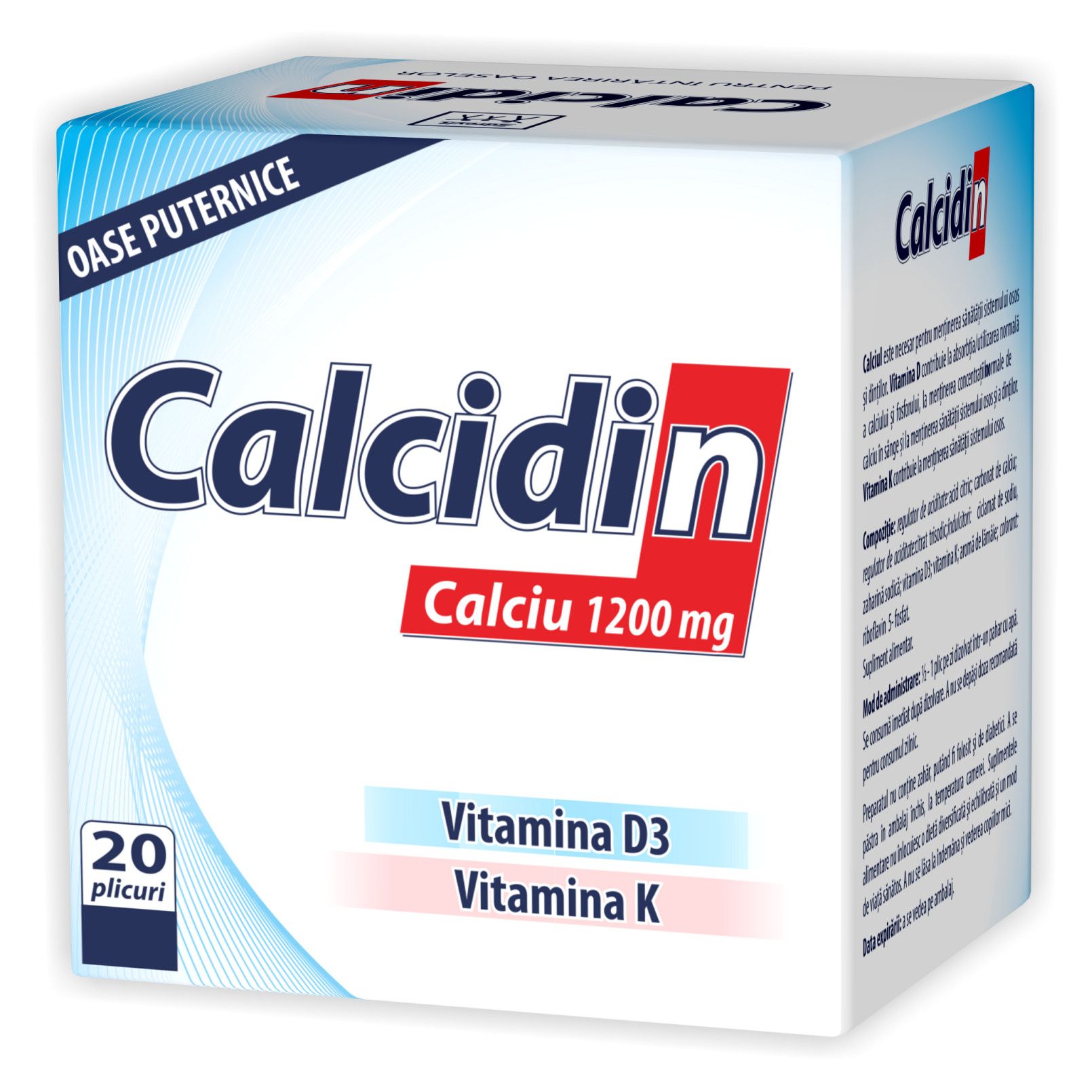 Calcidin, Calciu 1200mg, 20 plicuri, Zdrovit