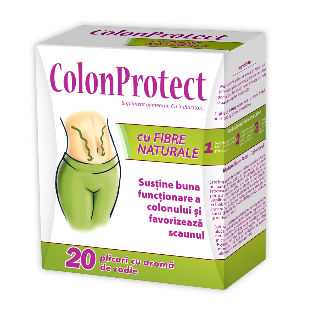 Colon Protect cu fibre naturale și gust de rodie, 20 plicuri, Zdrovit