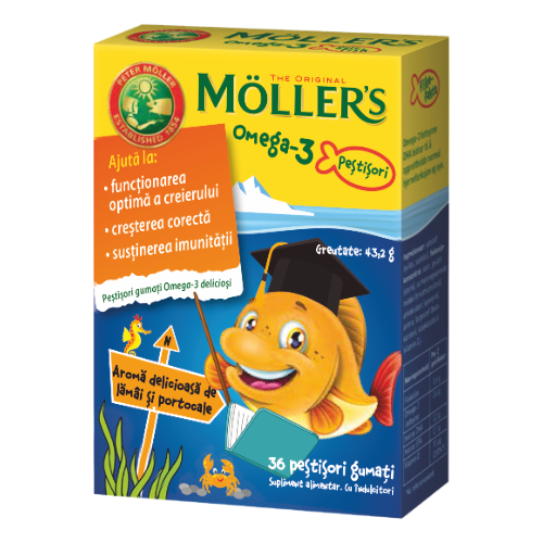 MOLLER'S OMEGA-3 36 PESTISORI GUMATI +3 ANI AROMA PORTOCALE