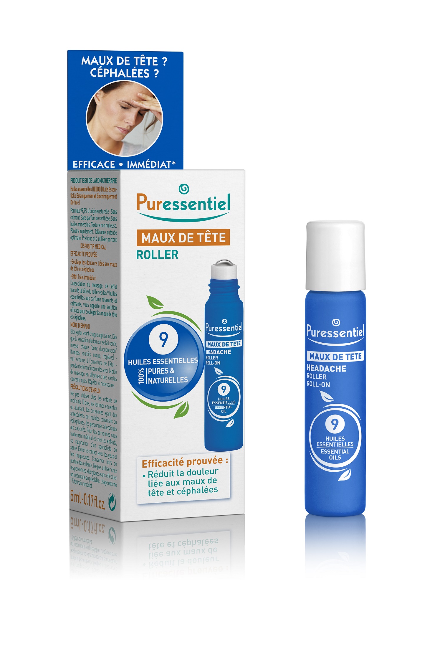 PURESSENTIEL ROLL-ON PENTRU DURERI DE CAP 5 ML