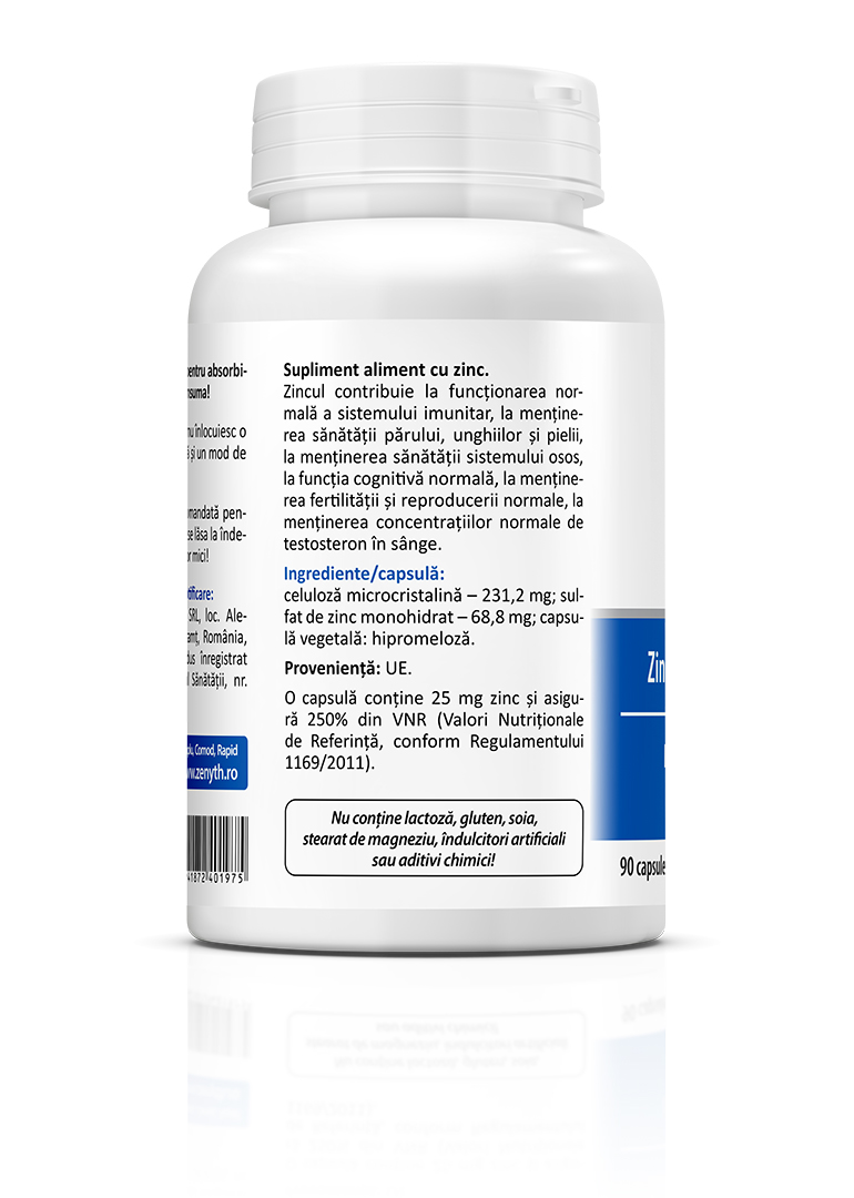 Zenythr ZENYTH ZINC 25MG X 90CPS RX122112435 Zenyth Amerispharma.ro