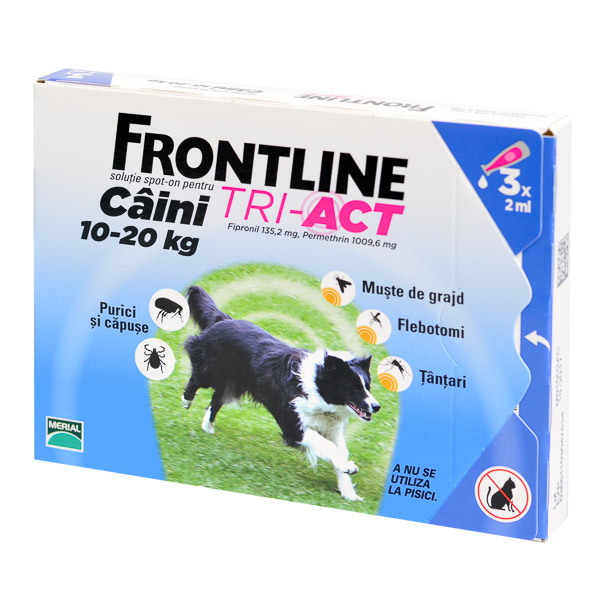 Antiparazitare - Frontline Tri-Act M (10 - 20 kg) x 3 pipete, magazindeanimale.ro