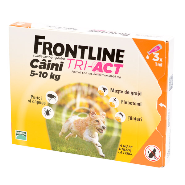 Antiparazitare - Frontline Tri-Act S (5 - 10 kg) x 3 pipete, magazindeanimale.ro