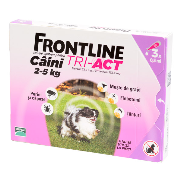 Antiparazitare - Frontline Tri-Act XS (2 - 5 kg) x 3 pipete, magazindeanimale.ro