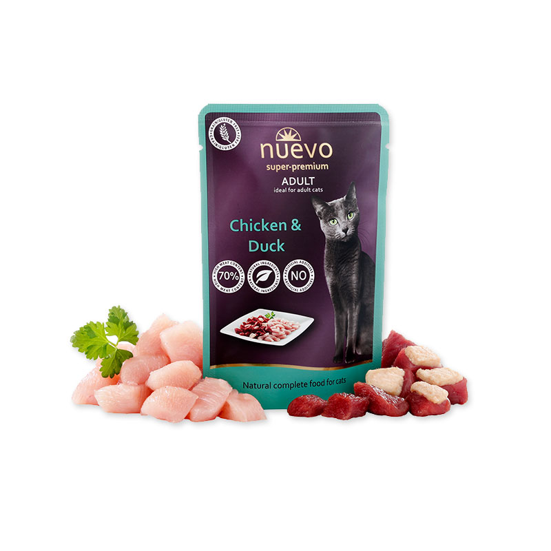 Hrană umedă pisici - Nuevo Cat  plic Pui & Rață 85 g, magazindeanimale.ro