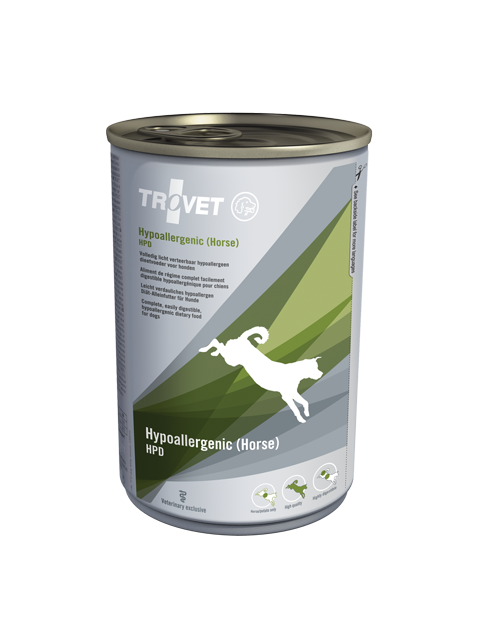 Hrană umedă câini - TROVET Dog Hipoalergenic cu Cal HPD conservă 400g, magazindeanimale.ro
