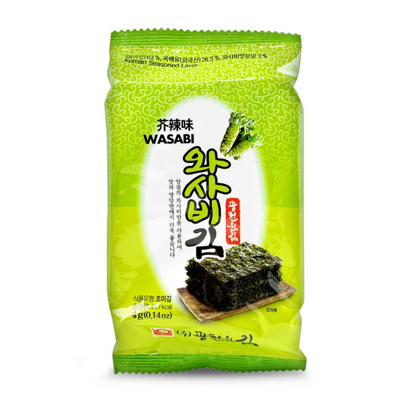 Snacks si chipsuri - Alge prajite cu aroma de wasabi KCKIM 4g, https:asianfood.ro