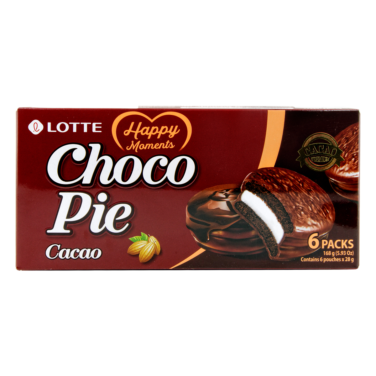 Dulciuri - Prajitura Choco Pie cu cacao LOTTE (6x28g) 168g, asianfood.ro