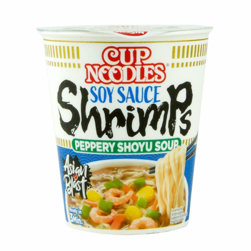 Supe instant la CUP/BOWL - Supa instant Soy Sauce Shrimp NISSIN CUP 63g, asianfood.ro