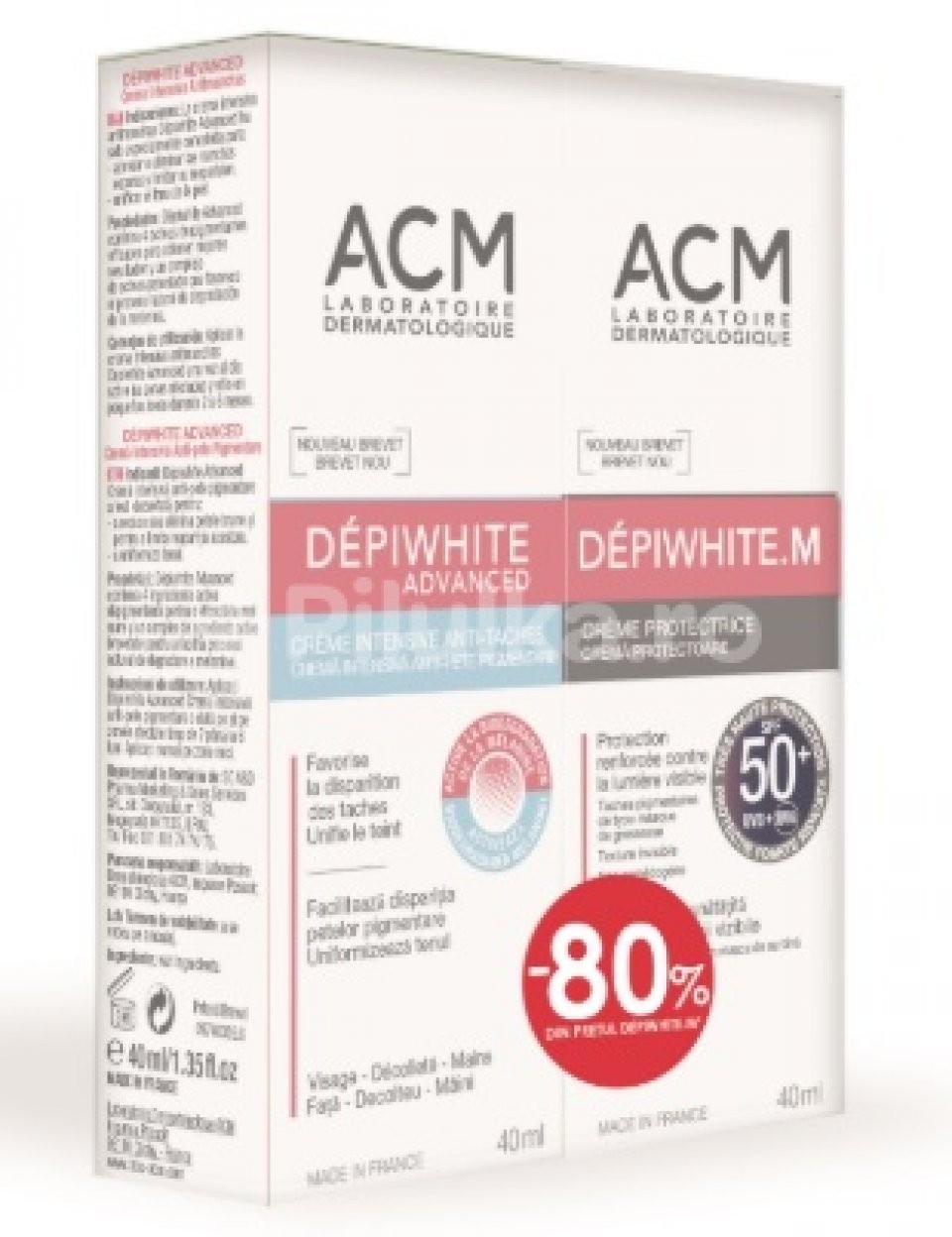 Pete pigmentare - ACM PROMO DEPIWHITE ADVANCED 40ML + DEPIWHITE M 40ML -80%, axafarm.ro