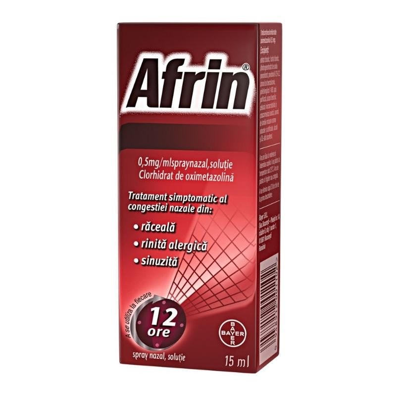 Medicamente fără prescripție medicală - AFRIN 0,5 mg/ml x 1 SPRAY NAZ.,SOL. 0,5mg/ml BAYER S R L, axafarm.ro
