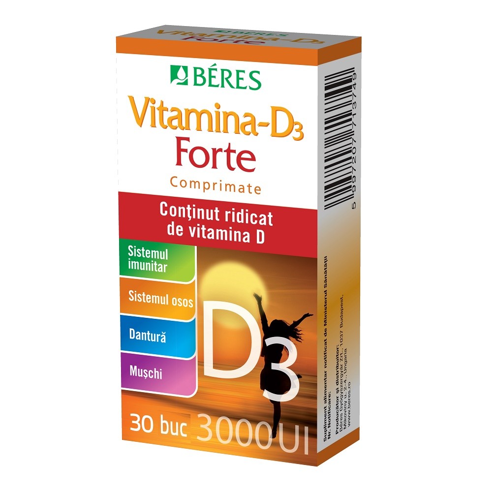 Imunitate - BERES VITAMINA D3 FORTE 3000UI 30CP, axafarm.ro