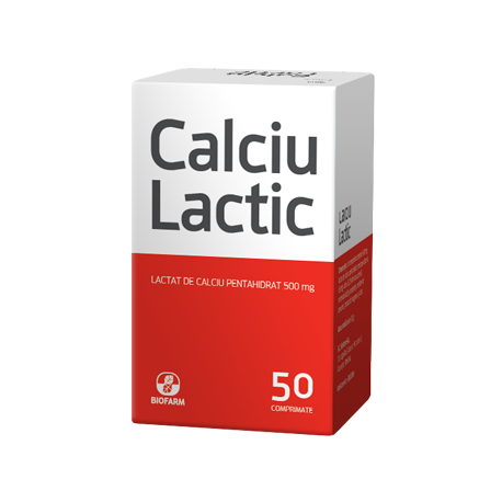 Vitamine și minerale - BIOFARM CALCIU LACTIC 50CP, axafarm.ro