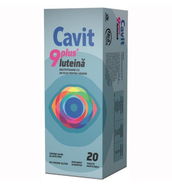 Vitamine și minerale - BIOFARM CAVIT 9 PLUS LUTEINA 20CP, axafarm.ro