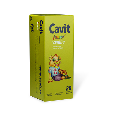 Suplimente și vitamine pentru copii - BIOFARM CAVIT JUNIOR VANILIE 20CP, axafarm.ro