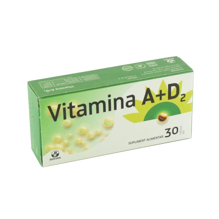 Vitamine și minerale - BIOFARM VITAMINA A+D2 30CAPS, axafarm.ro
