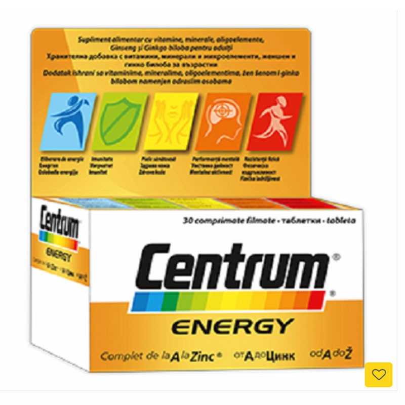 Vitamine și minerale - CENTRUM ENERGY 30 CP, axafarm.ro