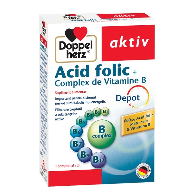 Vitamine și minerale - DOPPELHERZ ACID FOLIC+ B-KOMPLEX X 30 CP, axafarm.ro