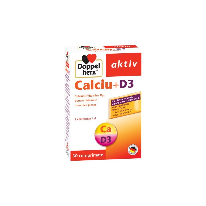 Vitamine și minerale - DOPPELHERZ AKTIV CA+VIT D3 30 CP, axafarm.ro
