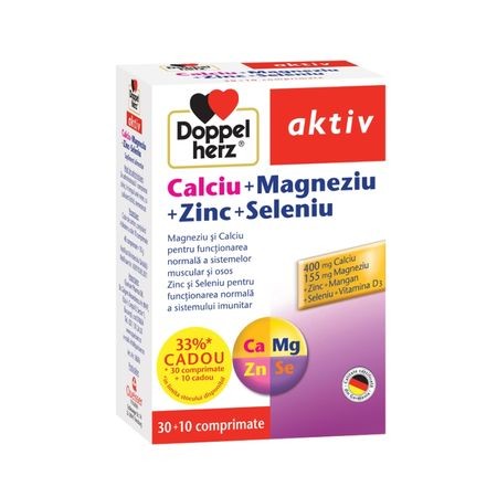 Vitamine și minerale - DOPPELHERZ AKTIV CA MG ZN SE 30CP CADOU 10CP, axafarm.ro