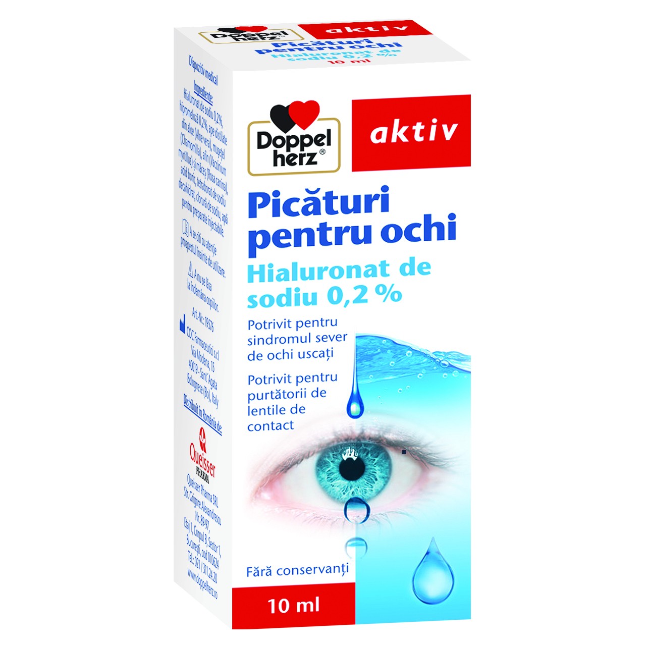 Produse oftalmice - DOPPELHERZ AKTIV PICATURI PENTRU OCHI HIALURONAT DE SODIU 0.2% 10ML, axafarm.ro