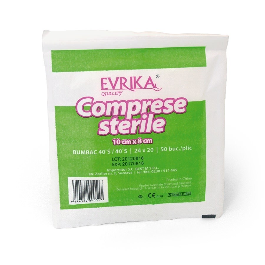 Consumabile medicale - EVRIKA COMPRESE STERILE 8X10CM, axafarm.ro