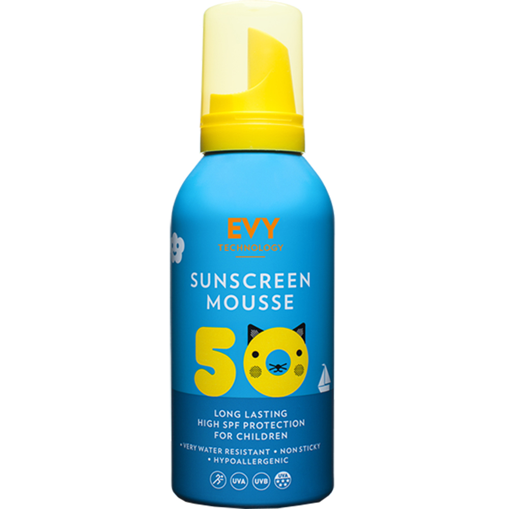 Protecție solara - EVY TECHNOLOGY SUNSCREEN MOUSSE SPF 50 FACE AND BODY CREAM 150 mL, COPII, axafarm.ro