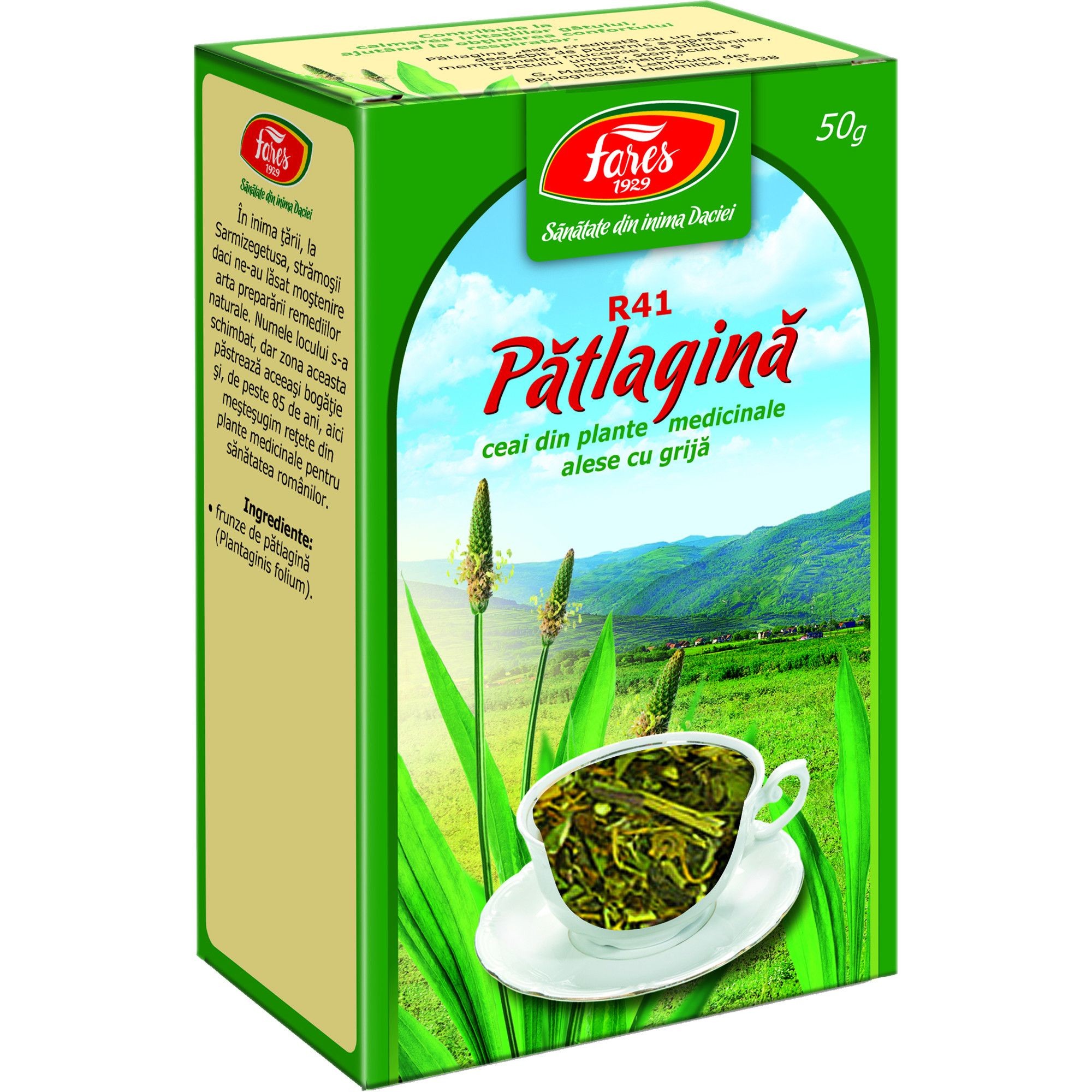 Ceaiuri - FARES CEAI PATLAGINA 50G, axafarm.ro