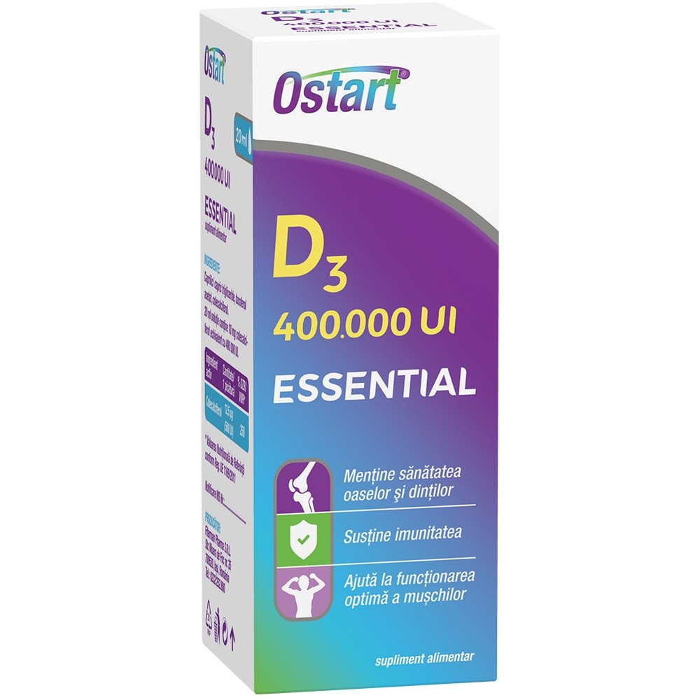 Suplimente și vitamine pentru copii - FITERMAN OSTART ESSENTIAL D3 400000 UI PIC. 20 ML, axafarm.ro