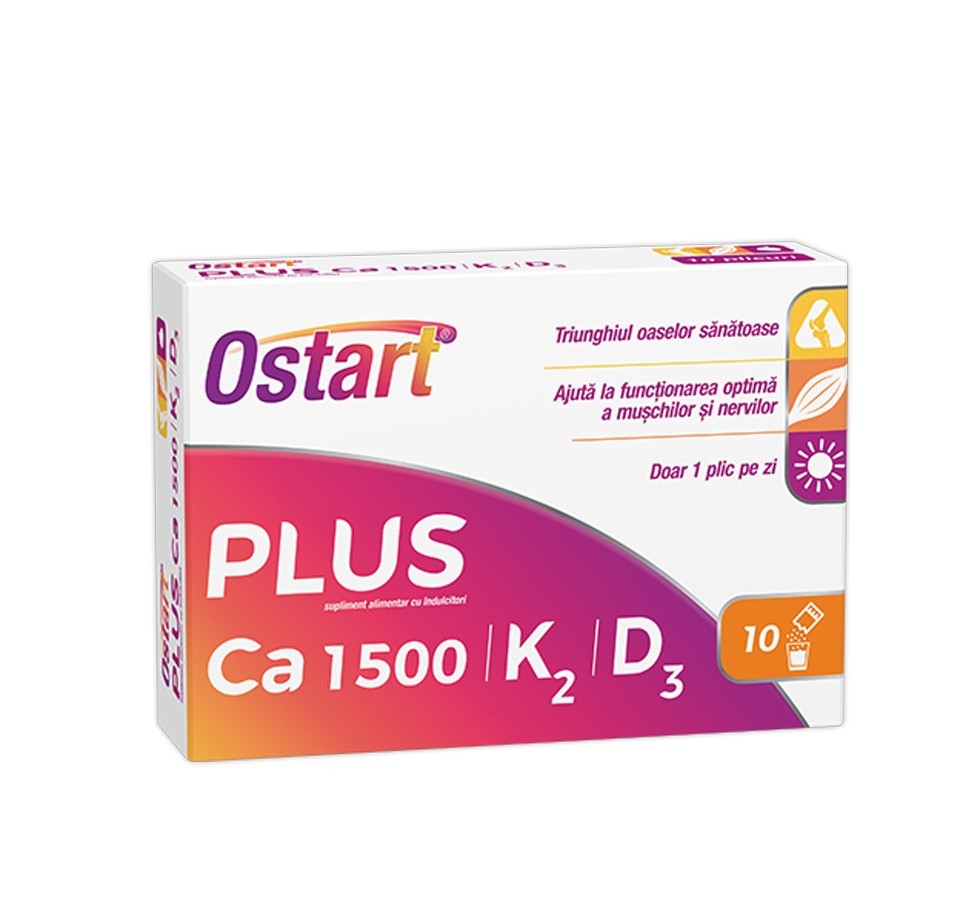 Vitamine și minerale - FITERMAN OSTART PLUS CALCIU 1500+K2+D3 10 PLICURI, axafarm.ro