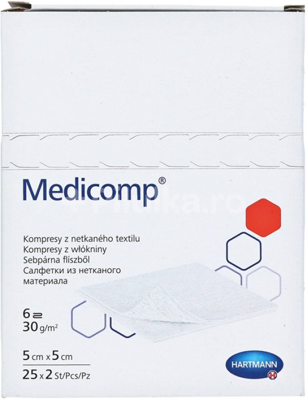 Consumabile medicale - HARTMANN MEDICOMP COMPRESE EXTRA NESTERILE 5X5CM 100BUC, axafarm.ro