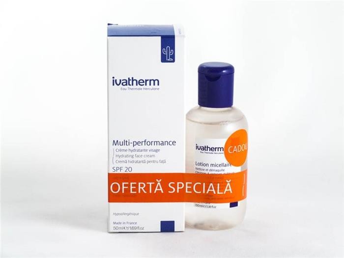 Protecție solara - IVATHERM PACHET CREMA HIDRATANTA FATA SPF 20+LOT. MICELARA 100ML CADOU, axafarm.ro