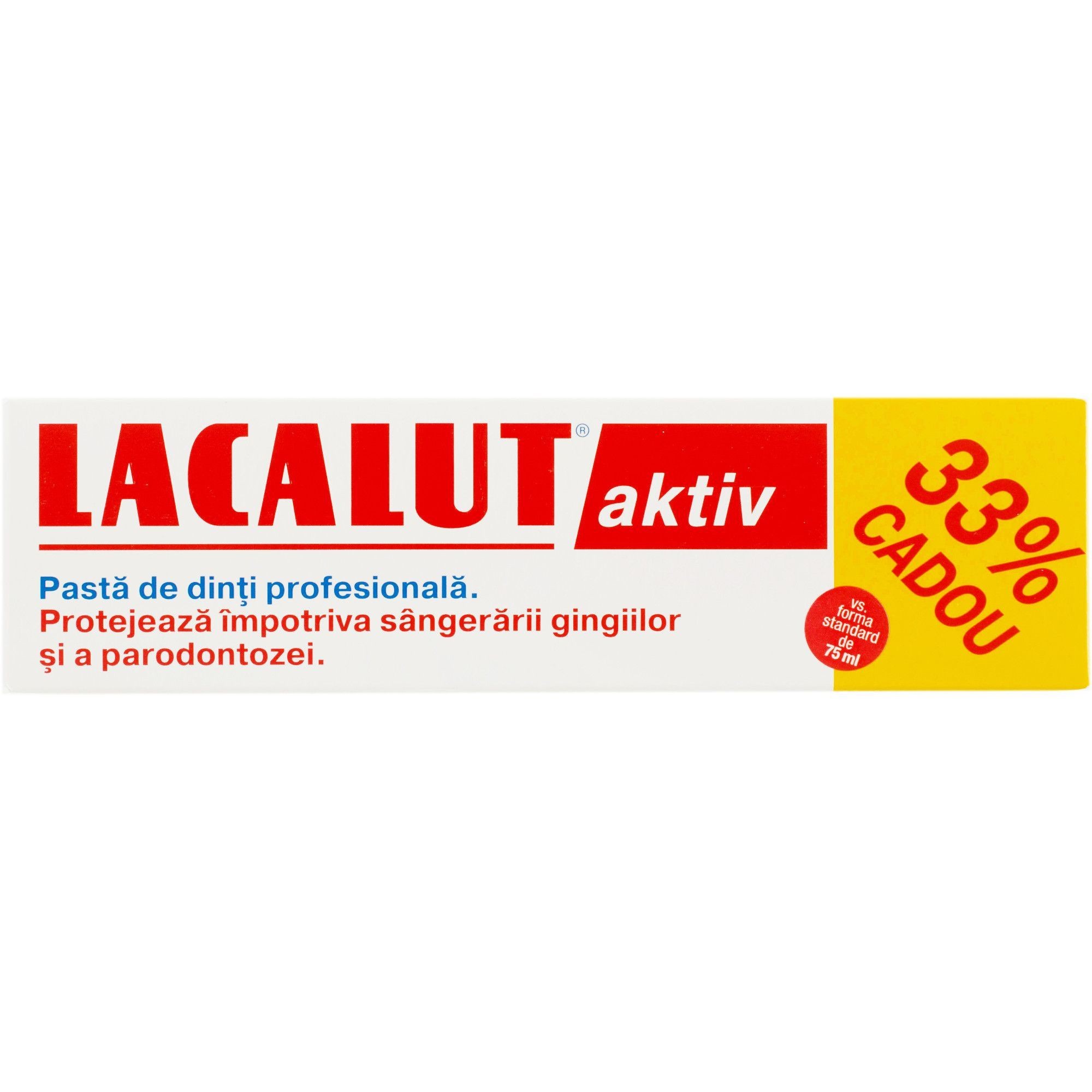 Pastă de dinți - LACALUT AKTIV PASTA DE DINTI 75 ML +33% CADOU, axafarm.ro