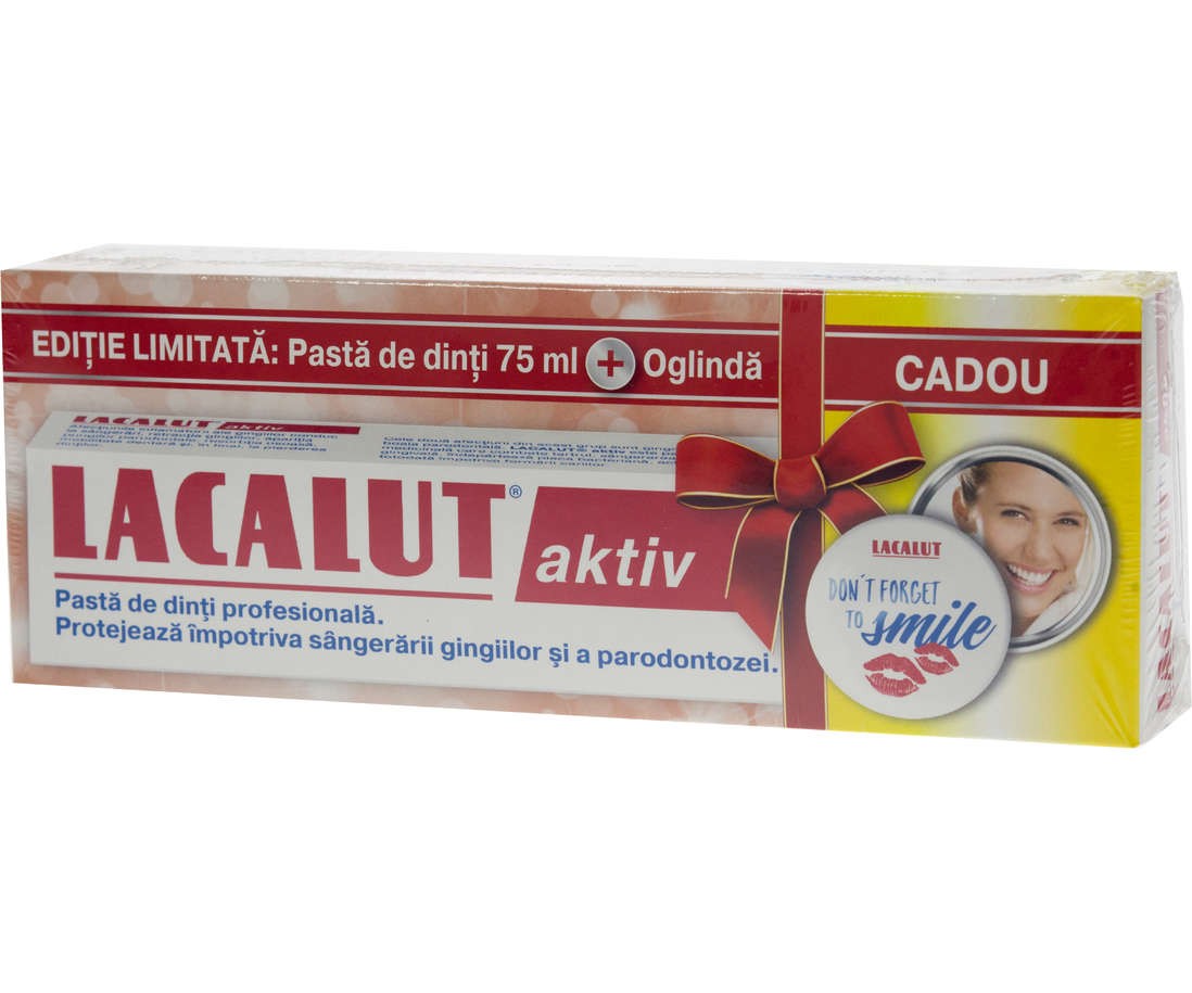 Pastă de dinți - LACALUT AKTIV PASTA DINTI 75 ML + OGLINDA CADOU, axafarm.ro