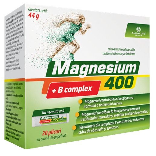 Vitamine și minerale - MAGNESIUM 400+B COMPLEX*20 PLICURI, axafarm.ro