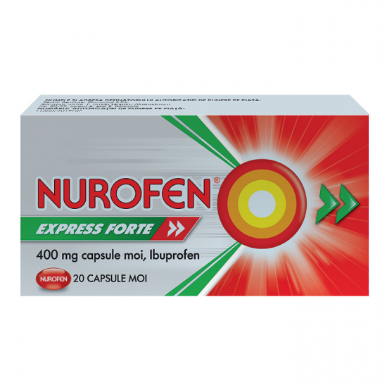 Medicamente fără prescripție medicală - NUROFEN EXPRESS FORTE 400 mg x 20 CAPS. MOI 400mg RECKITT BENCKISER R, axafarm.ro