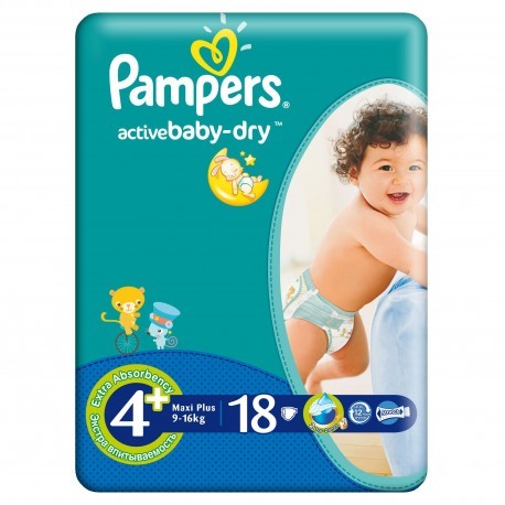 Scutece copii - PAMPERS 4+ ACTIVE BABY 9-16KG 18 BC, axafarm.ro
