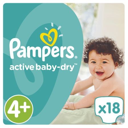 Scutece copii - PAMPERS NR 4+ ACTIVE BABY 9-16KG 18 BC, axafarm.ro