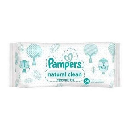 Scutece copii - PAMPERS SERVETELE NATURALLY CLEAN 64BUC, axafarm.ro