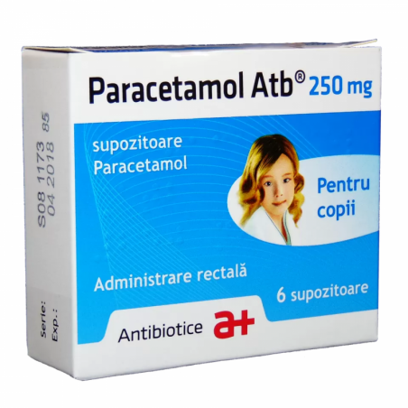 Medicamente fără prescripție medicală - PARACETAMOL 250 mg x 6 SUPOZ. 250mg ANTIBIOTICE SA, axafarm.ro