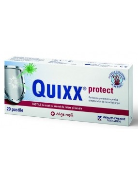 Spray și unguent nazal - QUIXX PROTECT PASTILE DE SUPT CU MIERE SI LAMAIE 10 MG 20 TB BERLIN CHEMIE, axafarm.ro