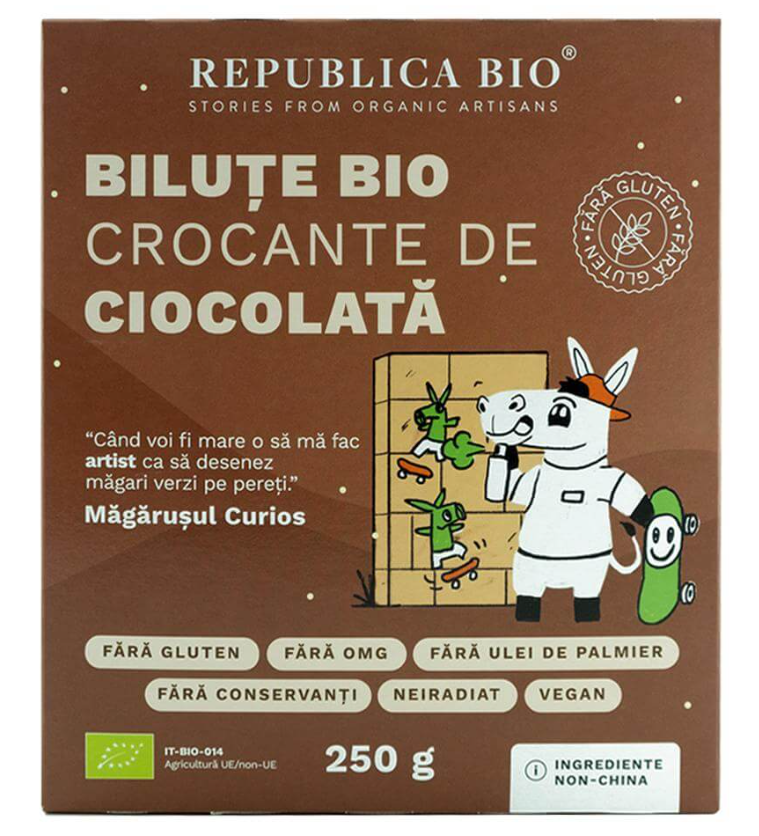 Nutriție - REPUBLICA BIO BILUTE BIO CROCANTE DE CIOCOLATA, FARA GLUTEN, ECOLOGIC, 250G, axafarm.ro