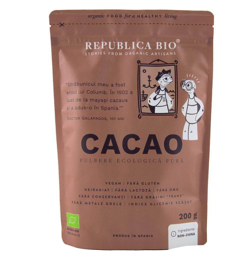 Nutriție - REPUBLICA BIO CACAO PULBERE ECOLOGICA PURA 200G, axafarm.ro