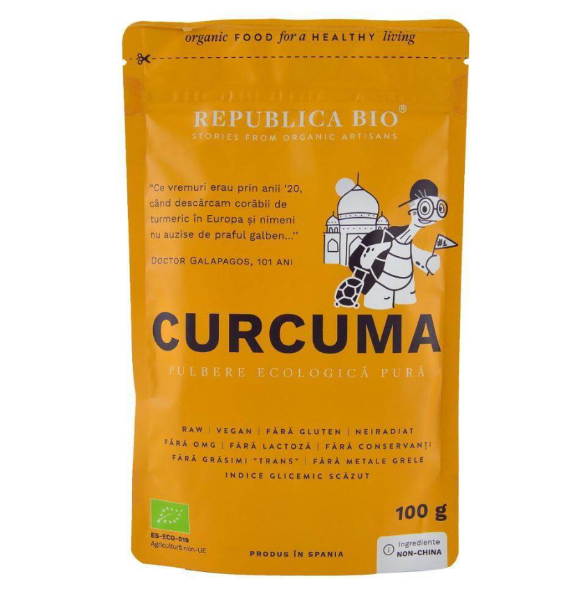 Nutriție - REPUBLICA BIO CURCUMA (TURMERIC), PULBERE ECOLOGICA PURA, 100G, axafarm.ro