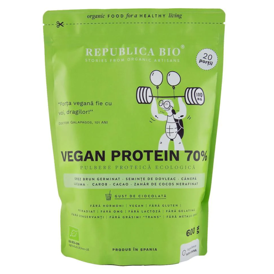 Nutriție - REPUBLICA BIO VEGAN PROTEIN 70% PULBERE FUNCTIONALA ECOLOGICA 600G, axafarm.ro