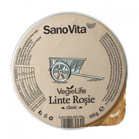 Nutriție - SANOVITA PATE DIN LINTE ROSIE CU ARDEI SI CEAPA 100G, axafarm.ro