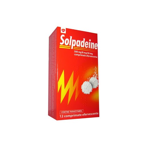 Medicamente fără prescripție medicală - SOLPADEINE 500 mg/8 mg/30 mg x 12 COMPR. EFF. 500mg/8mg/30mg HIPOCRATE 2000 SRL, axafarm.ro