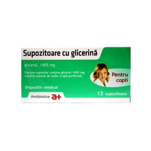 Supozitoare și ovule - SUPOZITOARE GLICERINA COPII 12BUC ANTIBIOTICE S.A, axafarm.ro